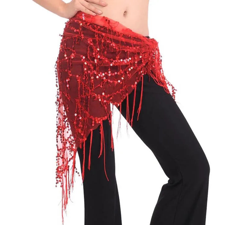 Belly dance oriental belly dance costumes Belt Women 140cm Sequins Tassels Chiffon Hip Scarf for Thailand India Arab dance Belts