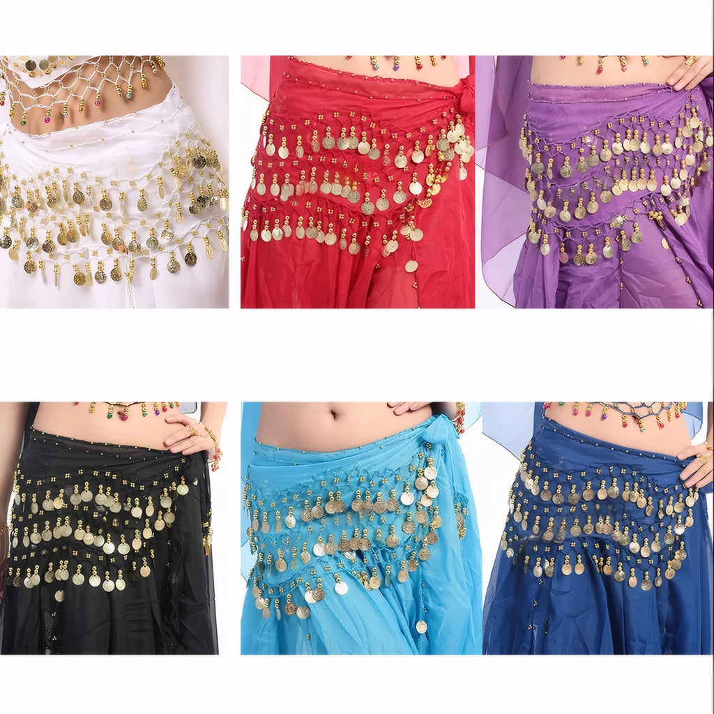 Belly dance oriental belly dance costumes Belt Women 140cm Sequins Tassels Chiffon Hip Scarf for Thailand India Arab dance Belts