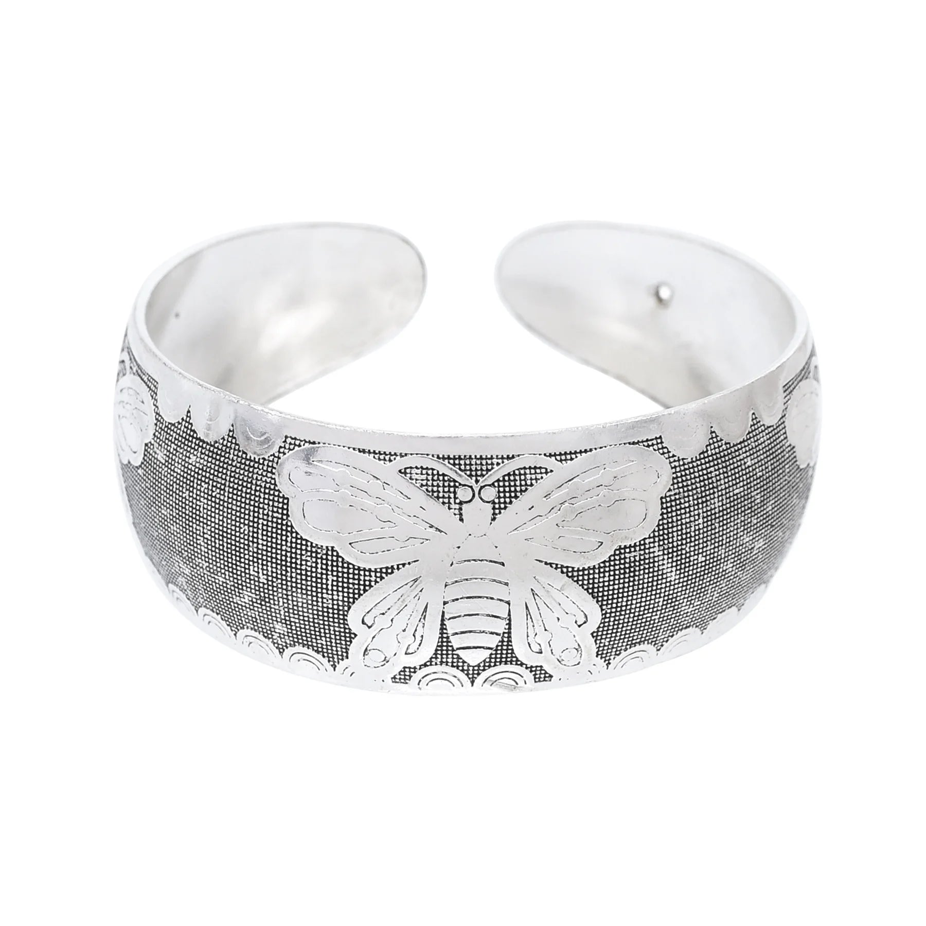 Classic Vintage Silvery Tibet Cuff Bracelet For Women Boho Ethnic Metal Carved Flower Bangles Gypsy Tribal Afghan India Jewelry