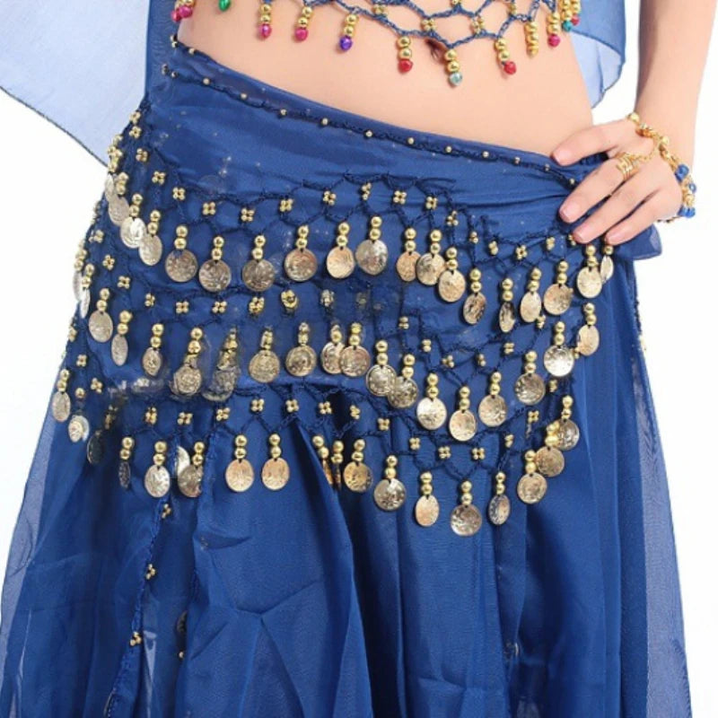 Belly dance oriental belly dance costumes Belt Women 140cm Sequins Tassels Chiffon Hip Scarf for Thailand India Arab dance Belts