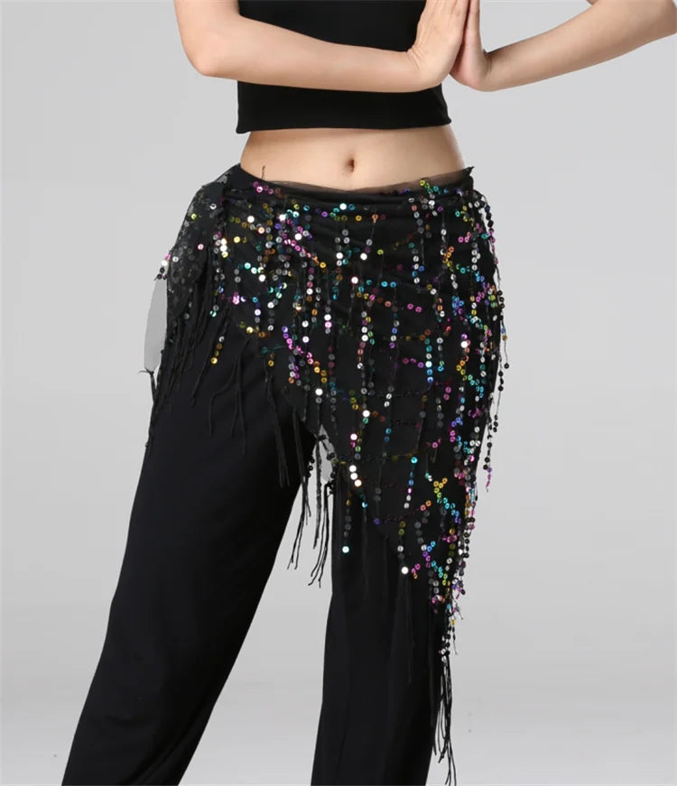 Belly dance oriental belly dance costumes Belt Women 140cm Sequins Tassels Chiffon Hip Scarf for Thailand India Arab dance Belts