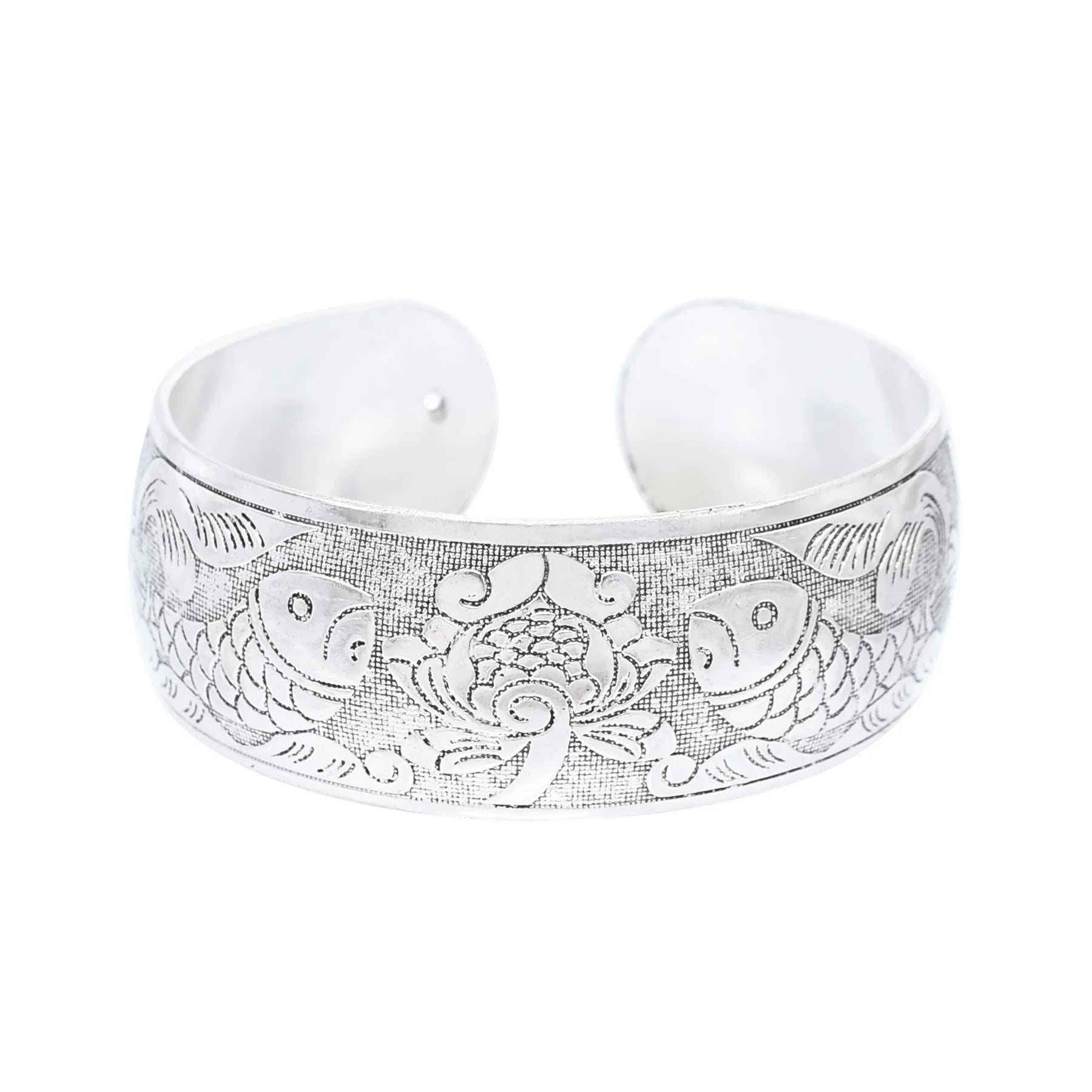 Classic Vintage Silvery Tibet Cuff Bracelet For Women Boho Ethnic Metal Carved Flower Bangles Gypsy Tribal Afghan India Jewelry