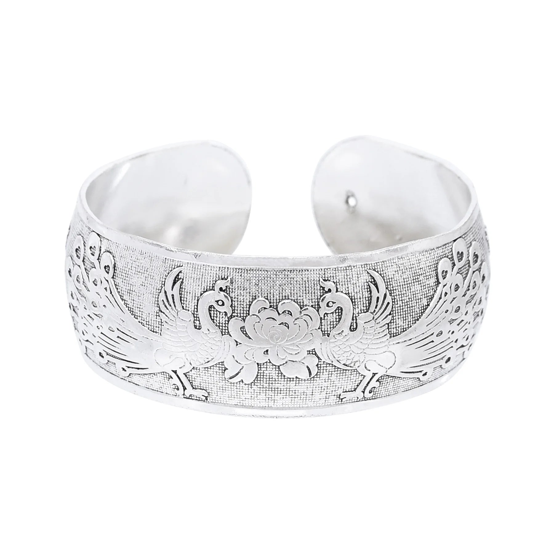 Classic Vintage Silvery Tibet Cuff Bracelet For Women Boho Ethnic Metal Carved Flower Bangles Gypsy Tribal Afghan India Jewelry