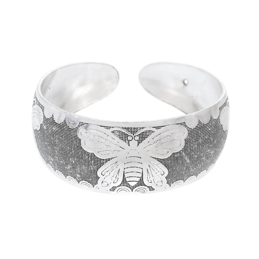 Classic Vintage Silvery Tibet Cuff Bracelet For Women Boho Ethnic Metal Carved Flower Bangles Gypsy Tribal Afghan India Jewelry