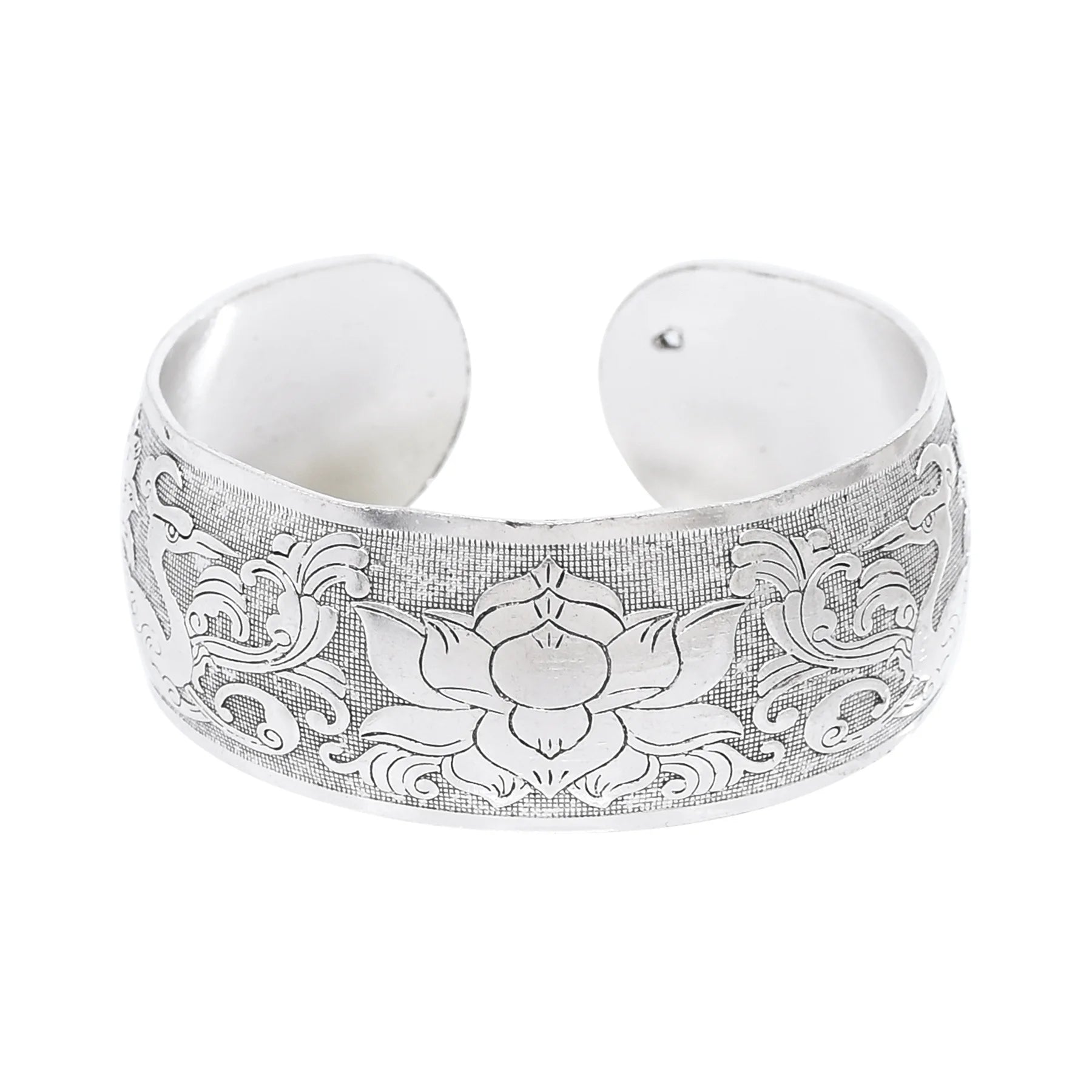 Classic Vintage Silvery Tibet Cuff Bracelet For Women Boho Ethnic Metal Carved Flower Bangles Gypsy Tribal Afghan India Jewelry
